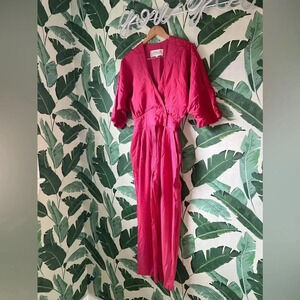 Vintage 80s Platinum Dorothy Schoelen Womens Pink Jumpsuit Small Cropped Length